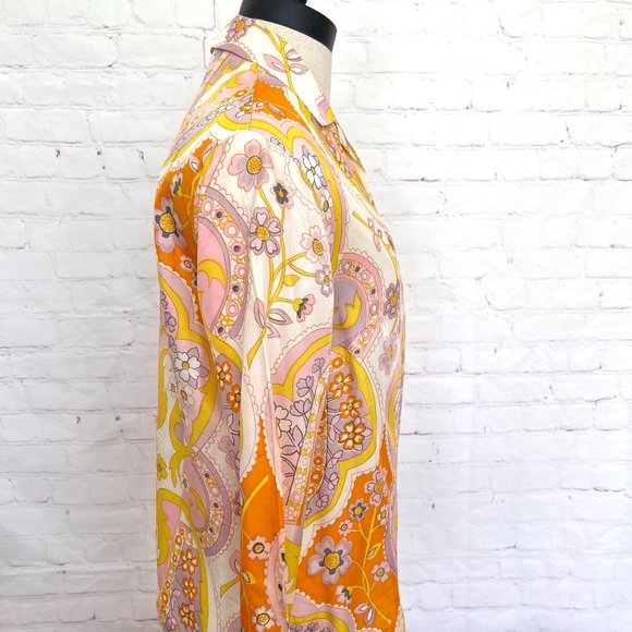 70's Funky Pink & Yellow Alex Coleman Blouse - Size Medium/Large - Picture 3 of 11